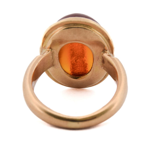 Bague 50 Bague vintage en or jaune 18 ct avec cabochon d’ambre 58 Facettes AN170 '(0789)
