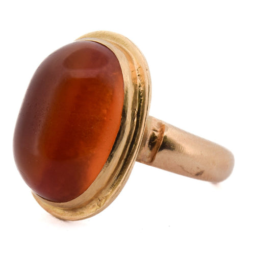 Bague 50 Bague vintage en or jaune 18 ct avec cabochon d’ambre 58 Facettes AN170 '(0789)