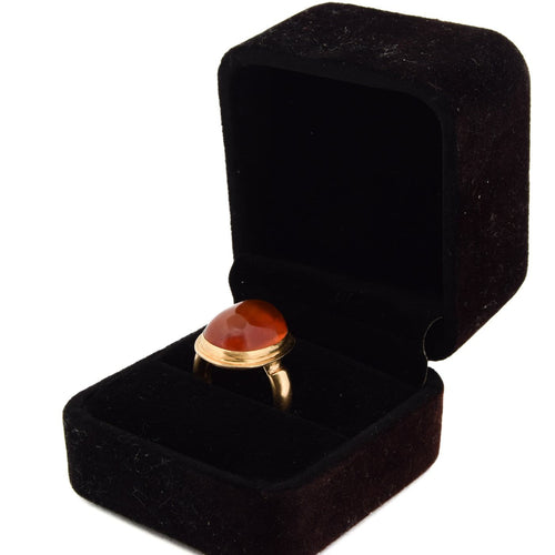 Bague 50 Bague vintage en or jaune 18 ct avec cabochon d’ambre 58 Facettes AN170 '(0789)