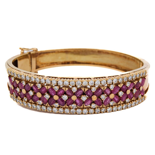 Bracelet Bracelet vintage en or jaune 18 ct, rubis et diamants 58 Facettes BR26 '(05259)
