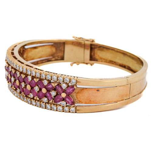 Bracelet Bracelet vintage en or jaune 18 kt avec rubis et diamants 58 Facettes BR26_114-29 (05259)