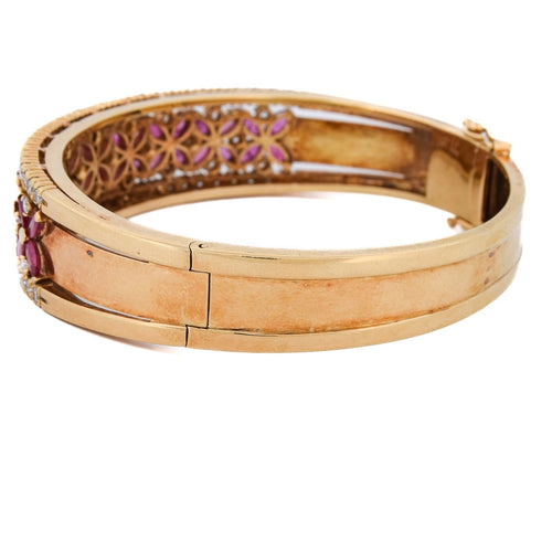 Bracelet Bracelet vintage en or jaune 18 ct, rubis et diamants 58 Facettes BR26 '(05259)