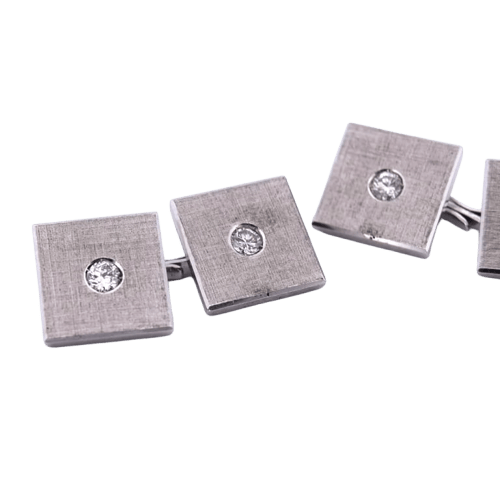Boutons de manchette Boutons de manchette en or blanc 18 carats avec diamants 58 Facettes