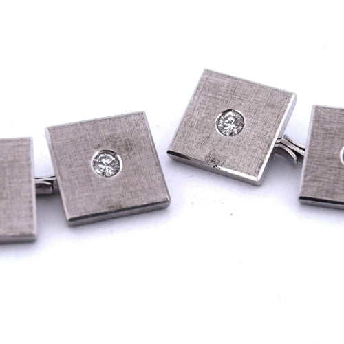 Boutons de manchette Boutons de manchette en or blanc 18 carats avec diamants 58 Facettes