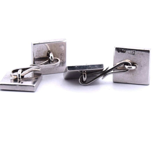 Boutons de manchette Boutons de manchette en or blanc 18 carats avec diamants 58 Facettes