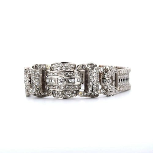 Bracelet Art Nouveau - Bracelet ancien en platine 950 et diamants 58 Facettes