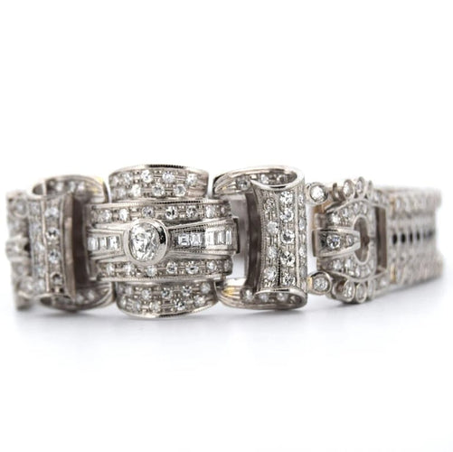 Bracelet Art Nouveau - Bracelet ancien en platine 950 et diamants 58 Facettes