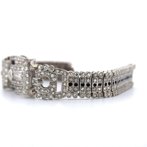 Bracelet Art Nouveau - Bracelet ancien en platine 950 et diamants 58 Facettes