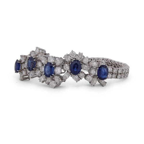 Bracelet Bracelet en or blanc 18k, saphirs et diamants 58 Facettes BR25_108-5 (005219)
