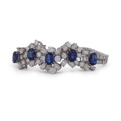 Bracelet Bracelet en or blanc 18k, saphirs et diamants 58 Facettes BR25_108-5 (005219)