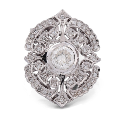 Bague 62 Bague vintage en or blanc 18 kt avec diamants 58 Facettes AN39 (00539)