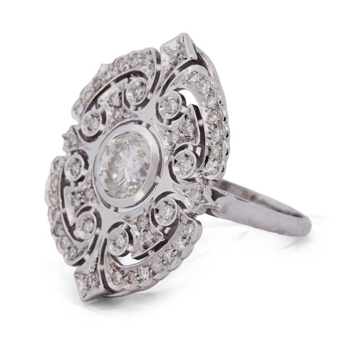 Bague 62 Bague vintage en or blanc 18 kt avec diamants 58 Facettes AN39 (00539)