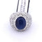 Bague 56 Bague Art Nouveau en or blanc 18 carats avec saphir cabochon et diamants 58 Facettes