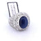 Bague 56 Bague Art Nouveau en or blanc 18 carats avec saphir cabochon et diamants 58 Facettes