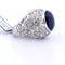 Bague 56 Bague Art Nouveau en or blanc 18 carats avec saphir cabochon et diamants 58 Facettes