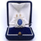 Bague 56 Bague Art Nouveau en or blanc 18 carats avec saphir cabochon et diamants 58 Facettes