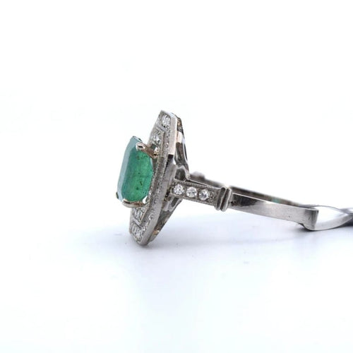 Bague 55 Bague Art déco en platine avec émeraude et diamants 58 Facettes