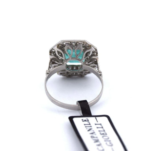 Bague 55 Bague Art déco en platine avec émeraude et diamants 58 Facettes