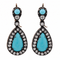 Boucles d'oreilles Boucles d'oreilles en or rose 14 ct, argent, turquoise et diamants 58 Facettes OR72 (00029)