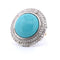 Bague 57 Bague Art déco en or jaune 18 carats avec turquoise et diamants 58 Facettes