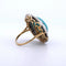 Bague 57 Bague Art déco en or jaune 18 carats avec turquoise et diamants 58 Facettes