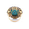 Bague 57 Bague Art déco en or jaune 18 carats avec turquoise et diamants 58 Facettes