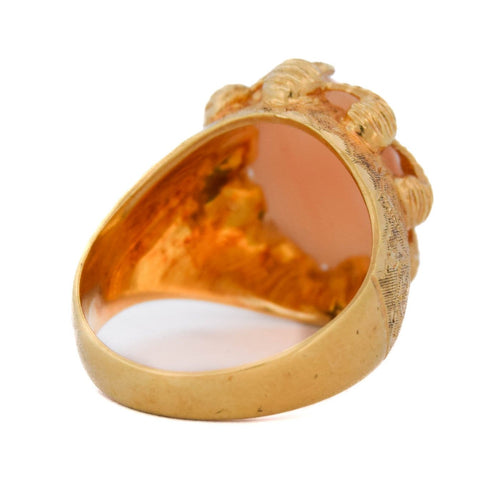 Bague 53 Bague cocktail vintage en or jaune 18 kt et corail rose 58 Facettes AN255 '(0799)