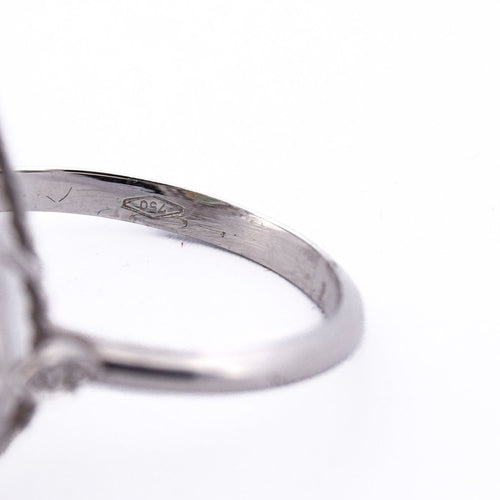 Bague 60 Bague Art déco en or blanc 18 ct avec opale et diamants 58 Facettes AN100 (0069)