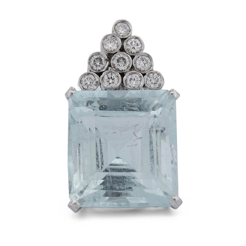 Pendentif Pendentif en or blanc 18k avec aigue-marine et diamants 58 Facettes CL43 128-8 (00519)