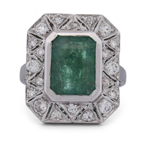 Bague 56 Bague Art déco en or jaune, émeraude et diamants 58 Facettes AN131 (00219)