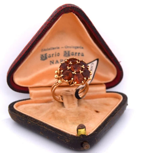 Bague 55 Bague vintage en or jaune 18 carats et quartz citrine 58 Facettes AN281