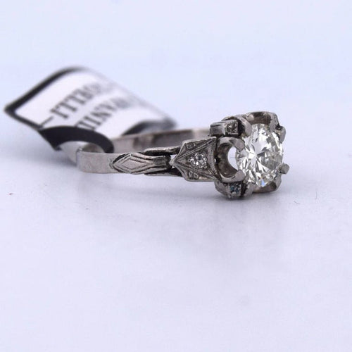 Bague 55 Bague antique en or blanc 18 carats et diamants 58 Facettes