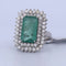 Bague 56 Bague Art déco en platine avec émeraude et diamants 58 Facettes AN283