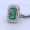 Bague 56 Bague Art déco en platine avec émeraude et diamants 58 Facettes AN283