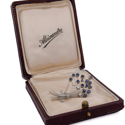 Broche Broche florale - Or blanc 18 carats, saphirs et diamants 58 Facettes SP23 '(0199)