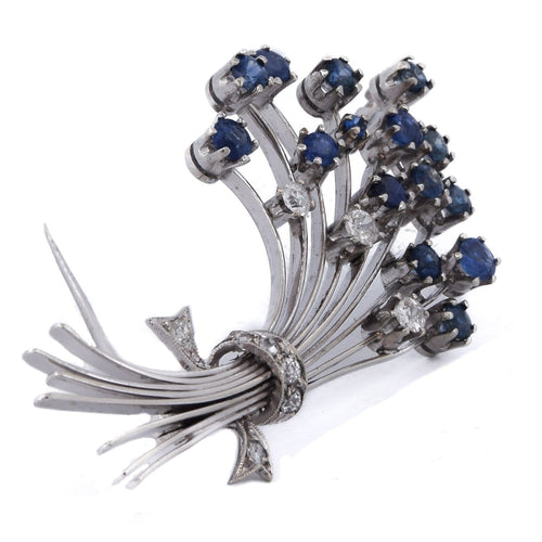 Broche Broche florale - Or blanc 18 carats, saphirs et diamants 58 Facettes SP23 '(0199)