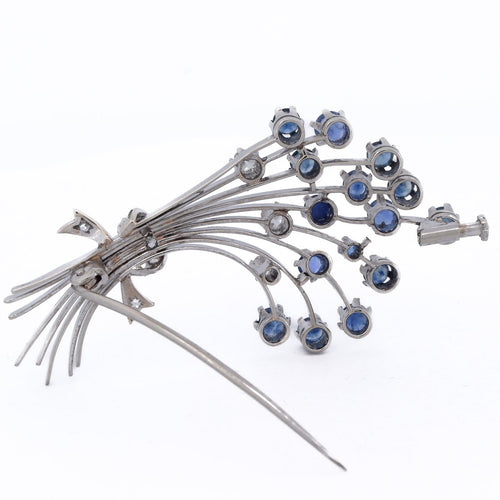 Broche Broche florale - Or blanc 18 carats, saphirs et diamants 58 Facettes SP23 '(0199)