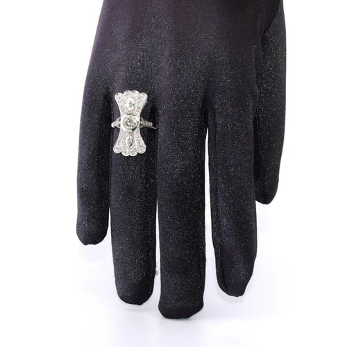 Bague 54 Bague Art déco en or blanc 18 ct et diamants 58 Facettes