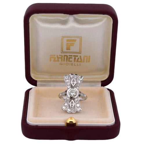 Bague 54 Bague Art déco en or blanc 18 ct et diamants 58 Facettes