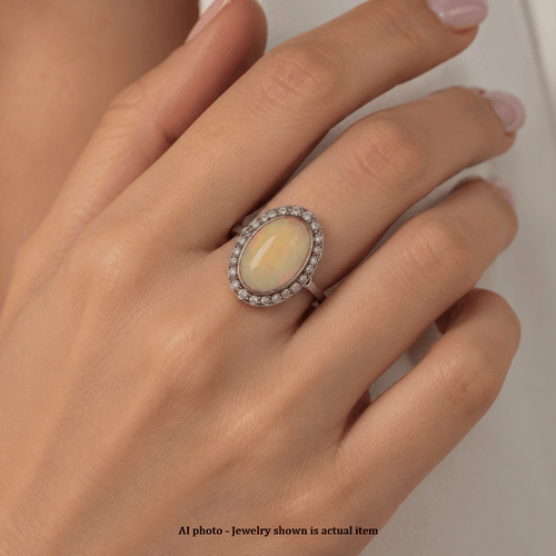 Bague 51 Bague vintage en or blanc 18 kt, opale et diamants 58 Facettes AN218 (0569)