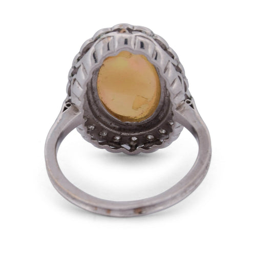 Bague 51 Bague vintage en or blanc 18 kt, opale et diamants 58 Facettes AN218 (0569)
