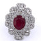 Bague Bague en or blanc 18 kt avec rubis ovale et diamants 58 Facettes AN65  (00239)