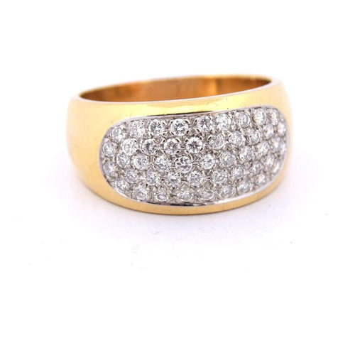 Bague 61 Bague cocktail années 1950 en or jaune 18 carats et diamants 58 Facettes