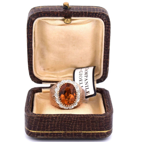 Bague 48 Bague en or jaune 18 carats avec citrine et diamants 58 Facettes AN332