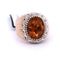 Bague 48 Bague en or jaune 18 carats avec citrine et diamants 58 Facettes AN332