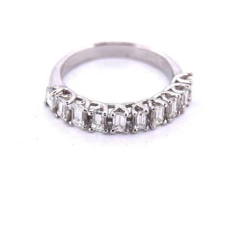 Bague 53 Bague demi-éternité vintage en or blanc 18 kt et diamants 58 Facettes AN362 (0079)