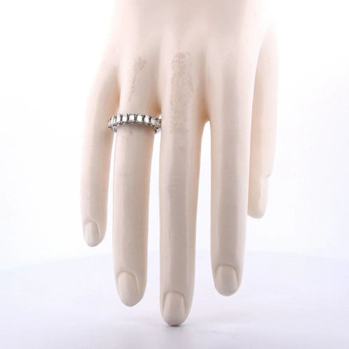 Bague 53 Bague demi-éternité vintage en or blanc 18 kt et diamants 58 Facettes AN362 (0079)