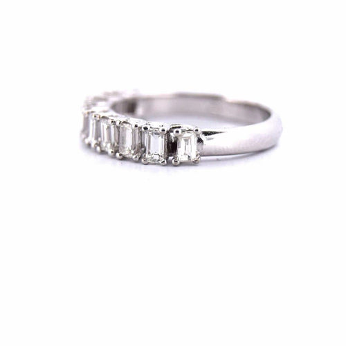 Bague 53 Bague demi-éternité vintage en or blanc 18 kt et diamants 58 Facettes AN362 (0079)