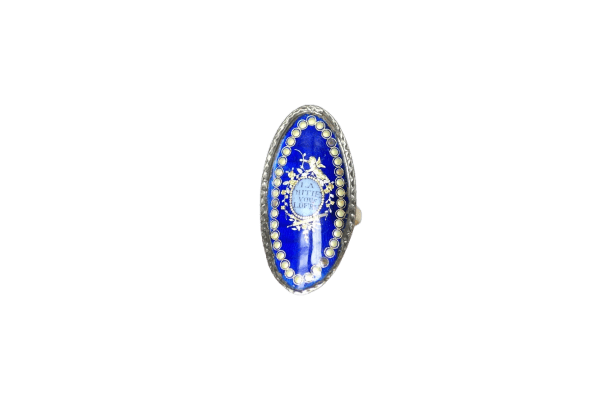 Bague 50.5 Bague navette XVIIIe siècle en or rose et argent émaillée 58 Facettes