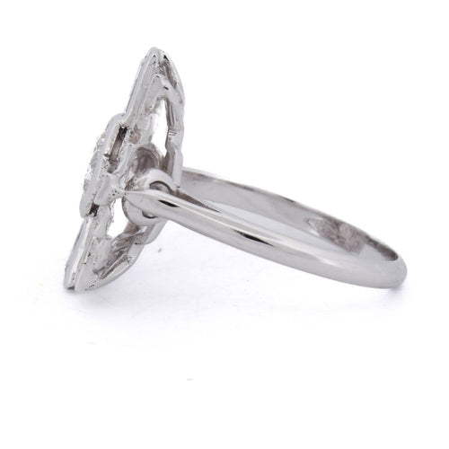 Bague 54 Bague Art déco en or blanc 18 kt avec diamants 58 Facettes AN388